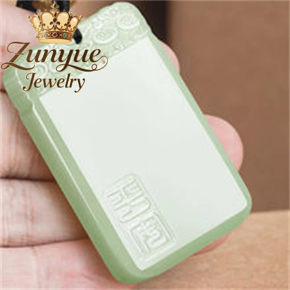 

Natural Green Jade Pendant With No Worries, Fashionable, Simple And Versatile Necklace Fine Jewelry Best Selling Gift For Friend