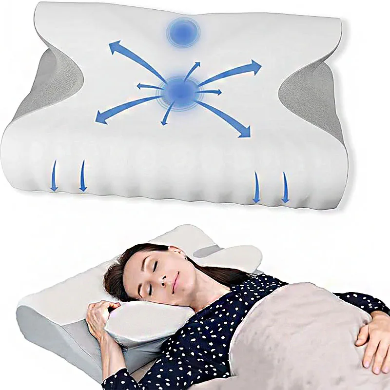 

Cervical pillow - 2 in 1 Ergonomic Contour Orthopedic Pillow for Neck Pain, memory foam pillow for sleep, White