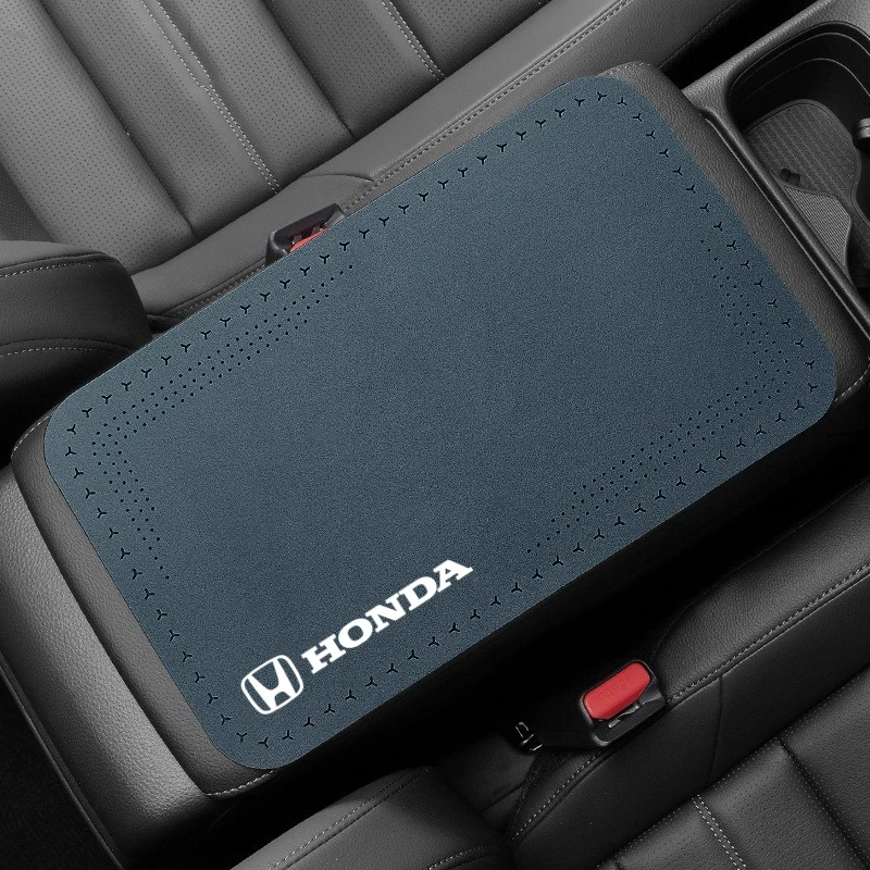 1PC Leather Car Armrest Pad Center Storage Box Cover Protector Mat For Honda Mugen Power Civic Accords CRV Hrv Jazz CBR VTEC VFR