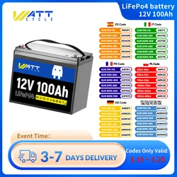 Wattcycle 12V 100Ah LiFePO4 Battery Packs Grade A Cells Rechargeable For Outdoor / Home Storage Lithium Iron Phosphate Batteries