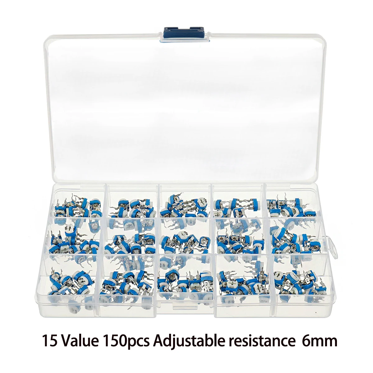 150ชิ้นตัวต้านทานตัวแปร100 Ohm-1M โอห์มตัวต้านทานแบบปรับละเอียดชุดสารพัน15ชนิด1K 3.3K 10K 20K 30K 47K 100K 500K