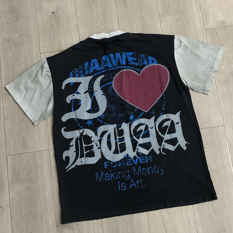 American Streetwear Trend DUAA T-shirt New High Quality Fully Printed Pattern Casual Loose Short Sleeve Tshirt
