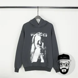 Grey pure cotton enfants riches d é prim é s printed hoodie loose casual ERD sweatshirt