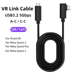 16FT 5M Link Charging Cable for Quest 3S/3 Meta Quest Pro Pico 4 PS5 PSVR2 Accessories PC USB 3.2 Type C Quest 3R Link Cable