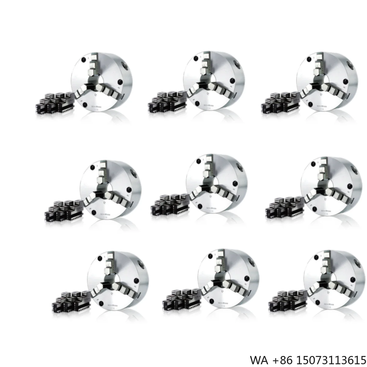 3 Jaw Scroll Chuck with Plain Back Solid Jaws (Front and Back Mounted) for High Speed Rotating Machine Tools