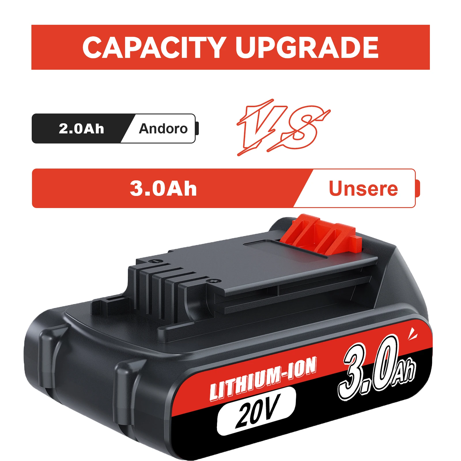 Batterie de rechange 20V 3000mAh Eddie ion pour Black & Decker LBXR20 LB20 LBX20 LBXR2020 Outils électriques LB2X4020-OPE Chargeur de batterie