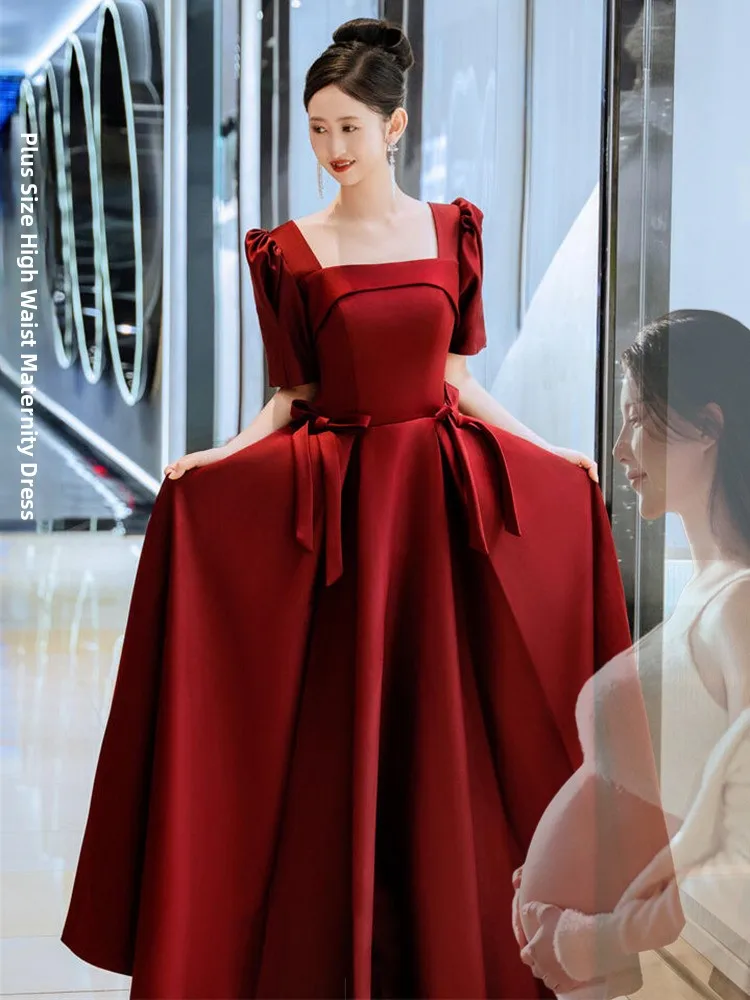 

Pregnant Women's Wedding Dres High Waist Red Simple Ele Materni Dres for Engagement And Wedding Day