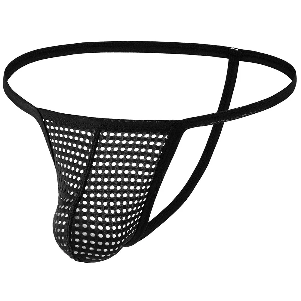 Men Mesh Pouch See Through G-strings Breathable T-back Underwear Erotic Thongs Jock Strap  Erotic Hombre Bottom Bikini