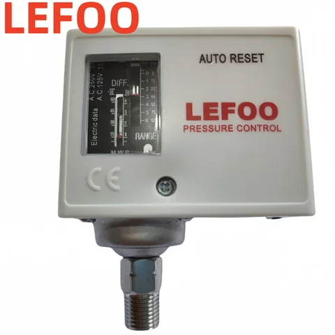 LEFOO 12-380V 0-30Bar Refrigeration Pressure Switch for Water Pump, Boiller, Irioning, Stainless Steel Connector Auto Controller