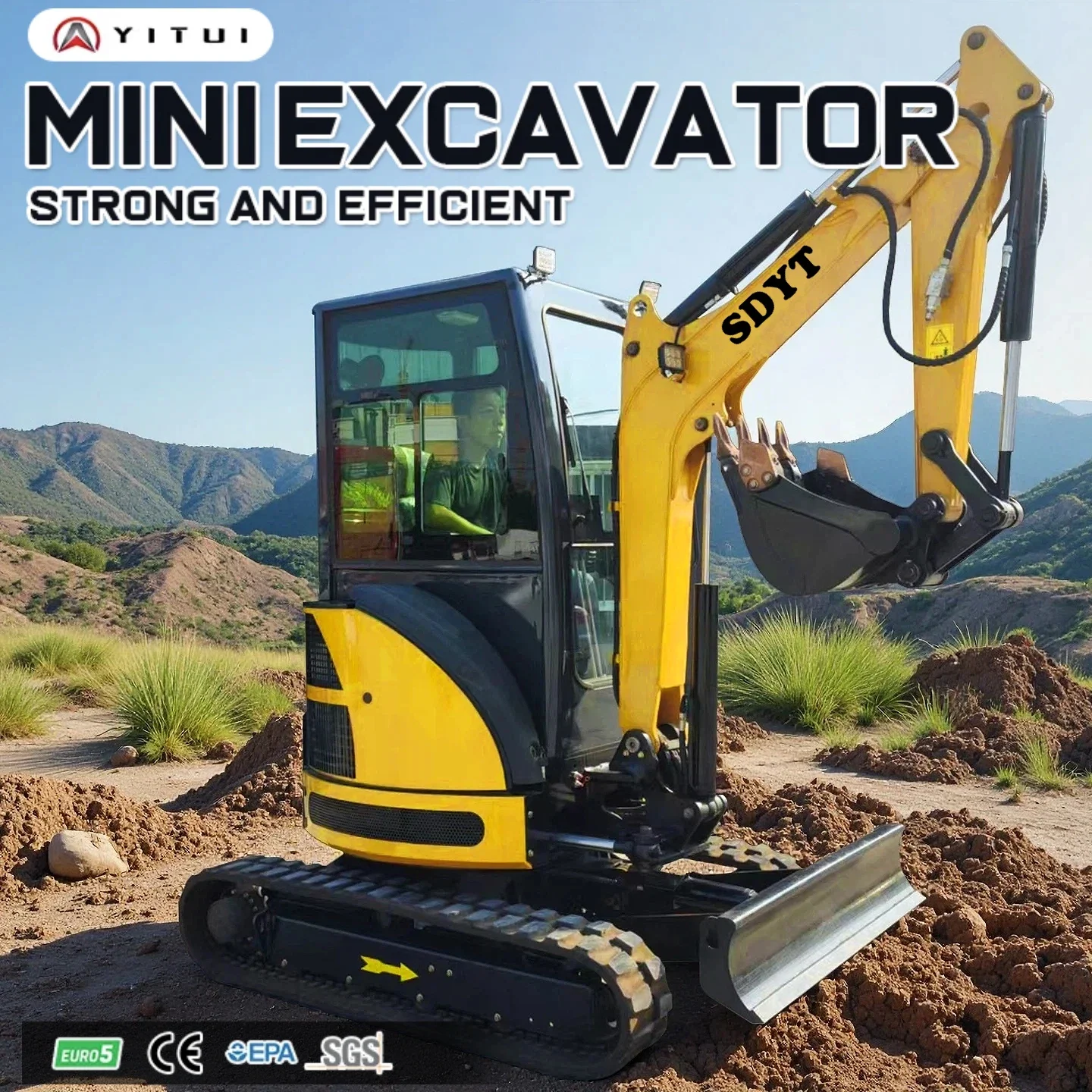 Mini-rupsgraafmachine van 2,6 ton, hydraulische graafmachine met hulpstukken, machines voor tuinboerderij en landschapsarchitectuur op maat