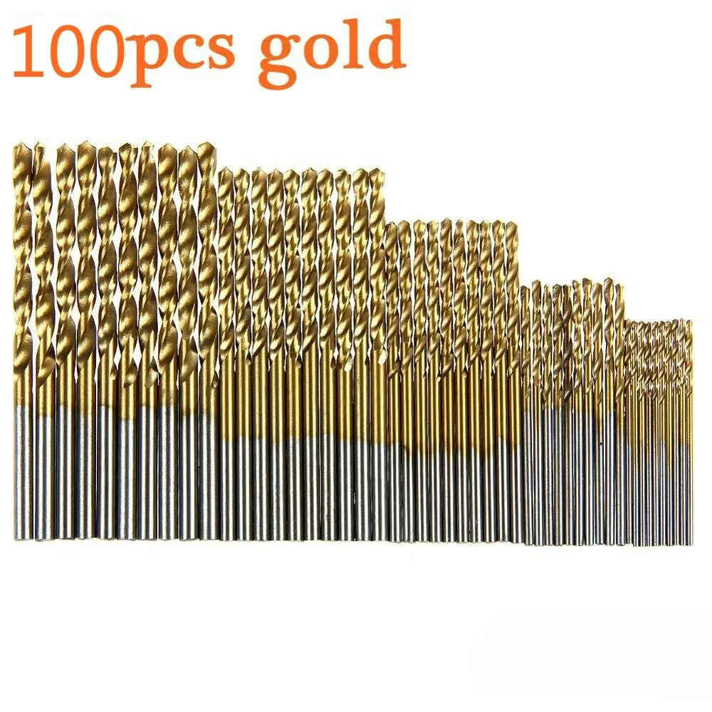 100pcs Titanium Coated Set HSS Mini Extractor Bit 1/1.5/2/2.5/3mm For Metal Wood Aluminum Drilling Tools