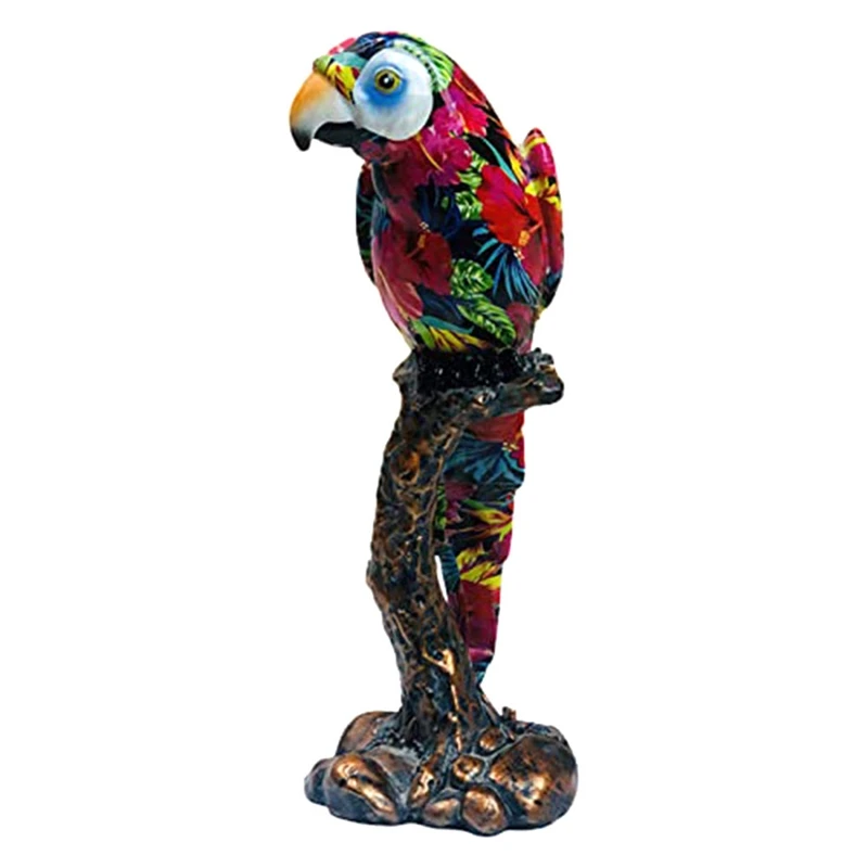 European Style Resin Parrot Statue For Tabletop Ornament Accessory Gift Supplies For Home Office Landscape Decor Easy Install