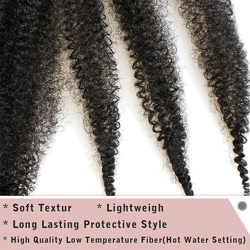 24Inches 15Strands Afro Marley Twist Braiding Hair Extensions For Distressed Soft Locs Fluffy Afro Kinky Twist Crochet Hair Butt