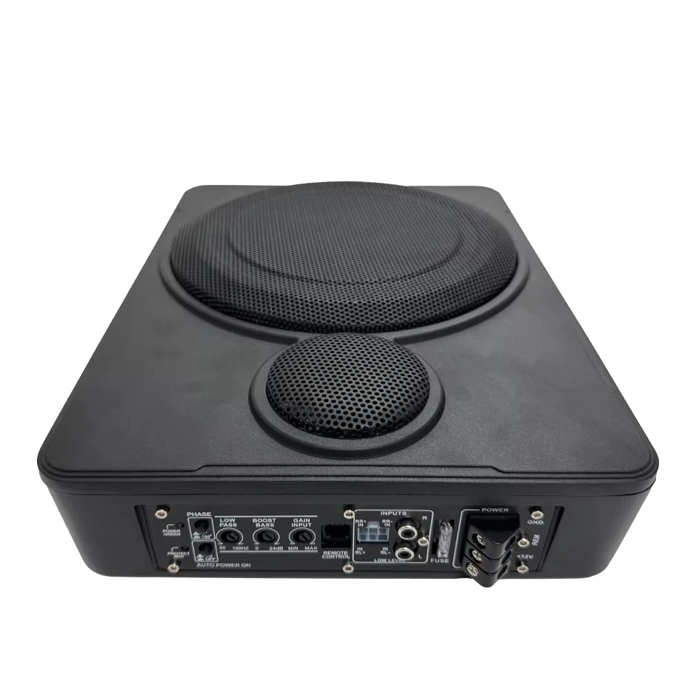 10 Inch Slim Under Seat Active Car Subwoofer Full Aluminum Bass Speaker with Built-in High-Frequency Tweeter