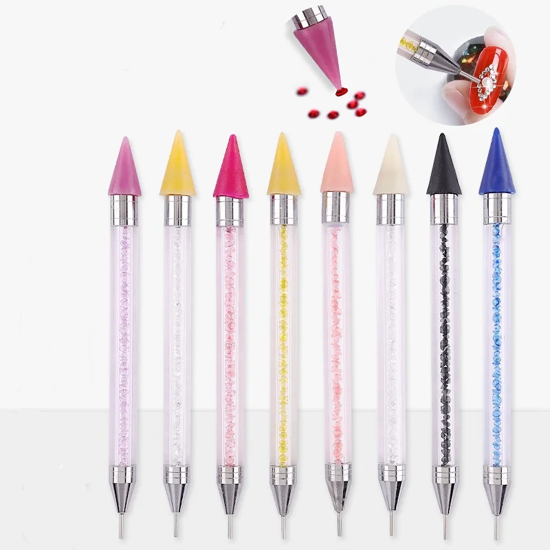Outils de ramassage de strass à double usage pour Nail Art, stylo à cire à points acrylique à double tête, accessoires de manucure, perceuse, cueilleur de pierres précieuses