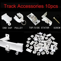 10pcs Curtain Runner Pulley Metal Screws Side Mounting Bracket Fixed Top Clamping Rail End Cap Sealing Track Rail Accessories D4