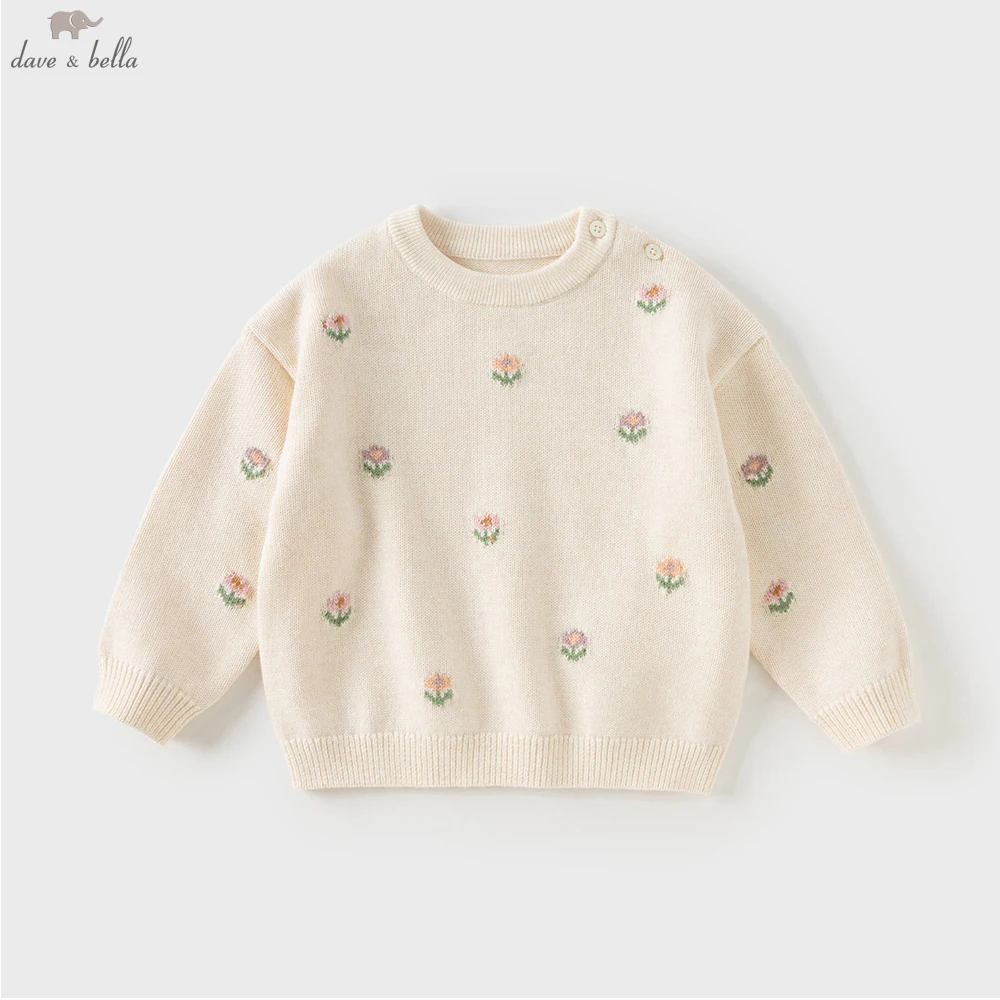 

Dave Bella Children Autumn Winter Knitted Pullover Sweater for Girls Flower Wool Warm Sweater Kids Clothes DB4254123