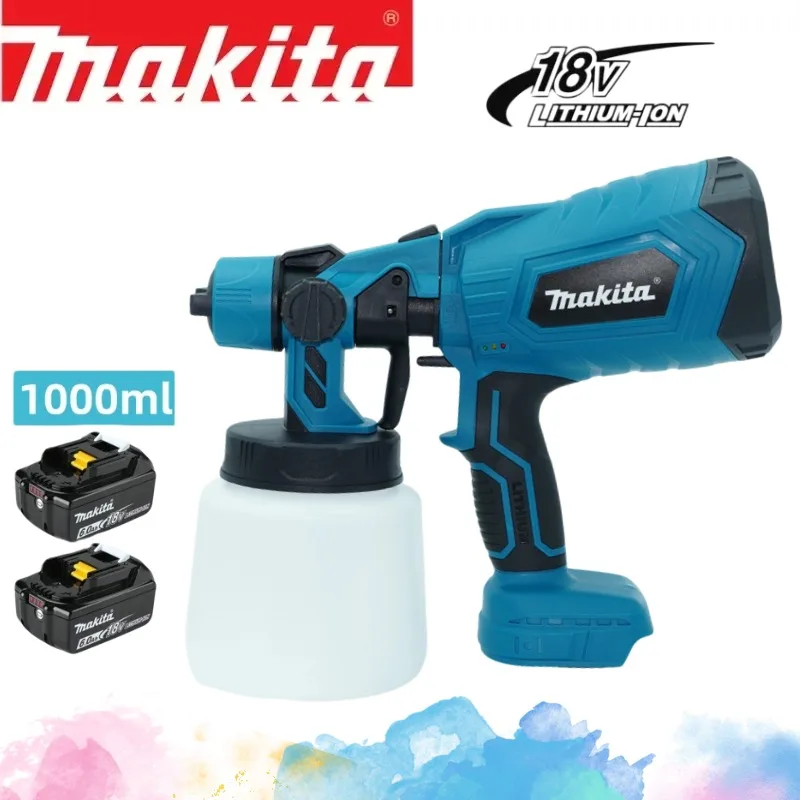 Makita Elektrisch Verfspuitpistool Voor BL1860 18V Batterij 1L Draadloze Draagbare Verfspuit Set Auto Meubels Spray Schilderen Tool