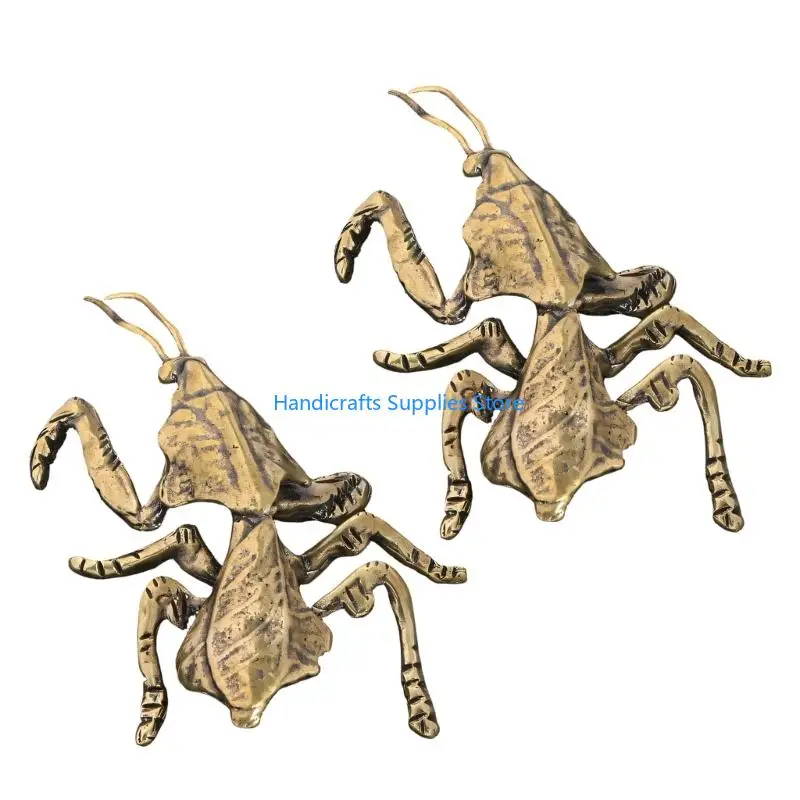 R1WA Artistic Brasses Praying Mantis Figurine with Detailed Carving Paperweight Gift