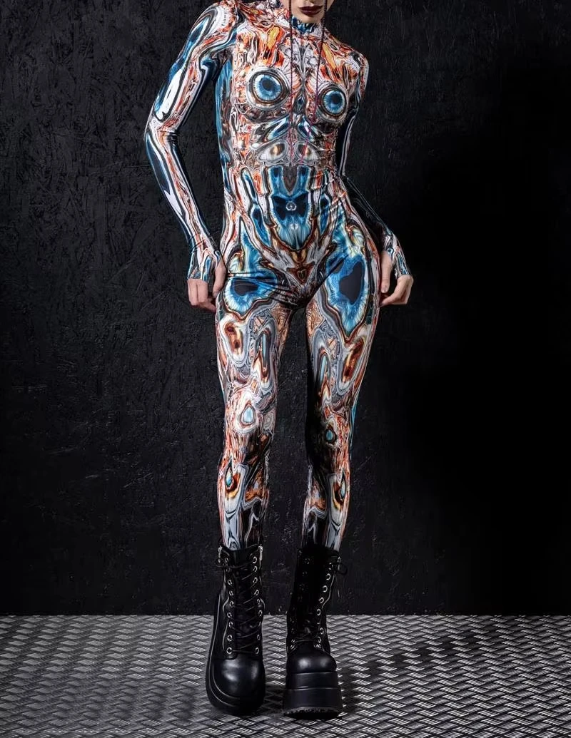 Damen Sexy Clown Strumpfhose Jumpsuit Halloween Karneval Party Bodysuits Aerial Bühnenauftritt Cosplay Kostüme Zentai Anzug 2026 – Detail 6