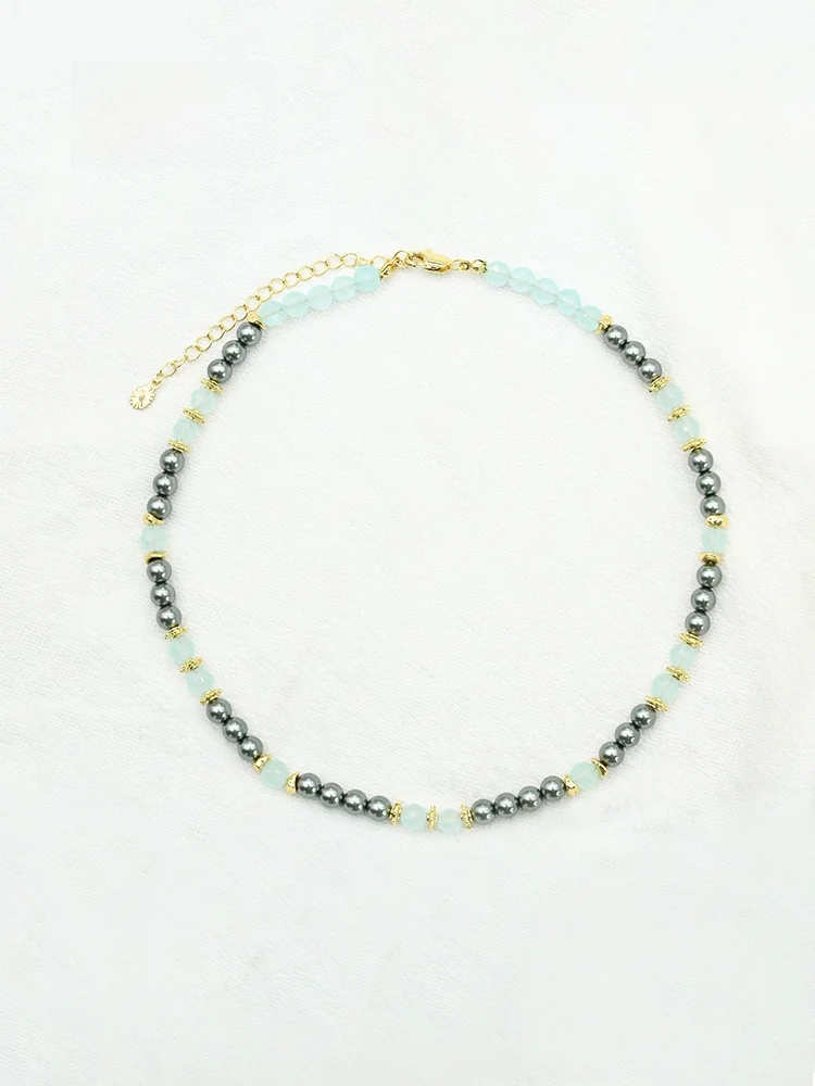 Fashionable 18K Gold Plated Beaded Necklace Women's Design Sensation Sumni Original Style  out Natural Stone Pendant