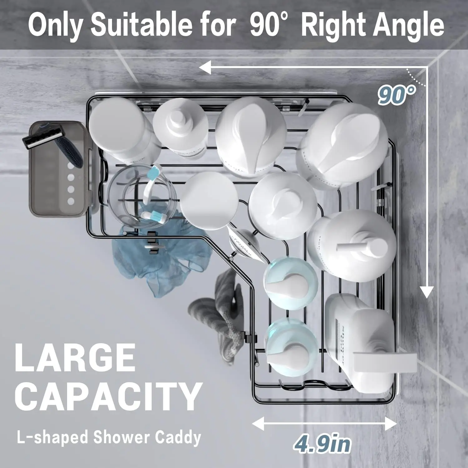 Corner Shower Caddy - 2 Pack, Adhesive Shower Organizers, Rustproof Stainless Steel Shower Shelves , No Drilling Bathroom Organizers and Storage Racks, Space-Saving - view 3