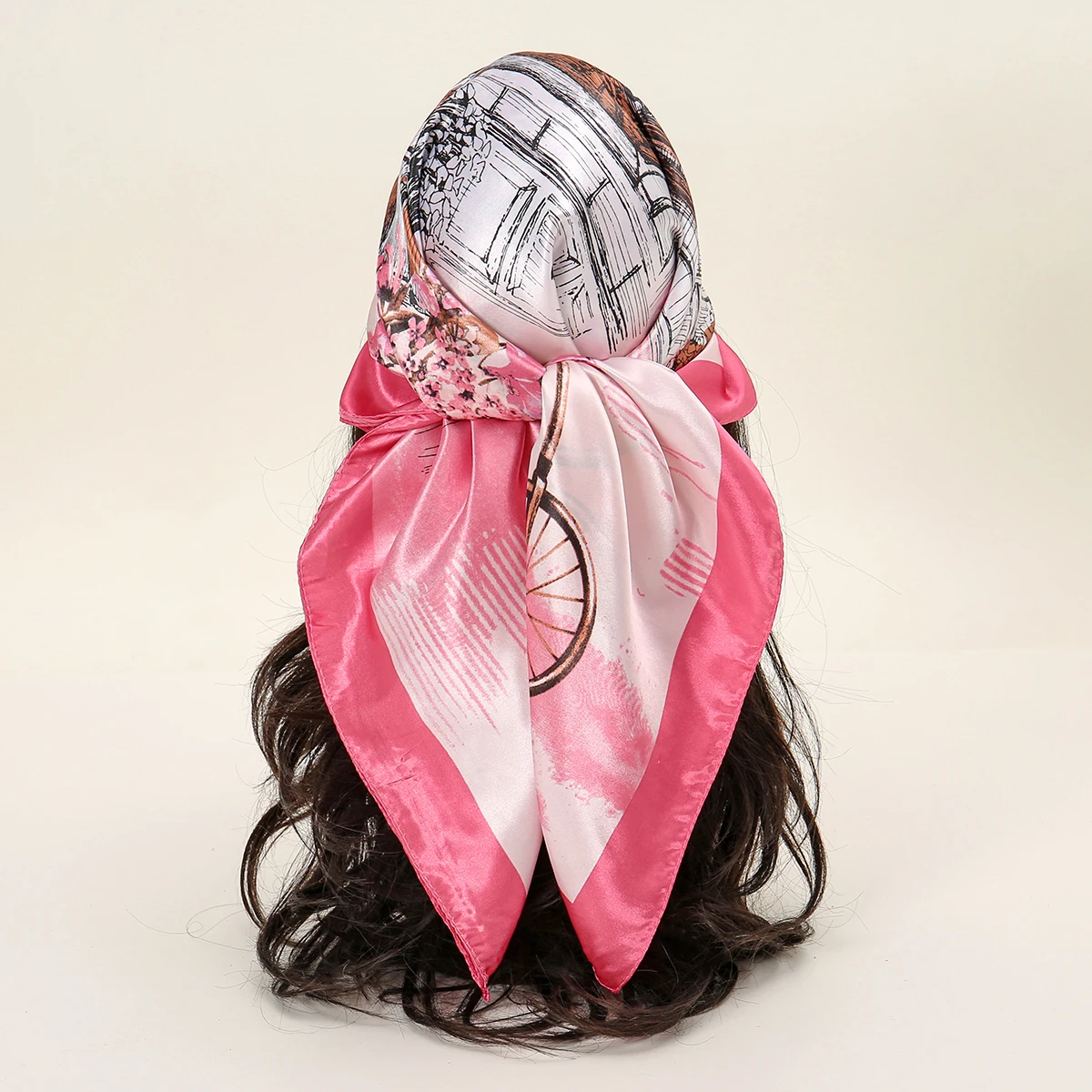 

Женский шёлковый квадратный шарф с цветочным принтом, 90x90 см