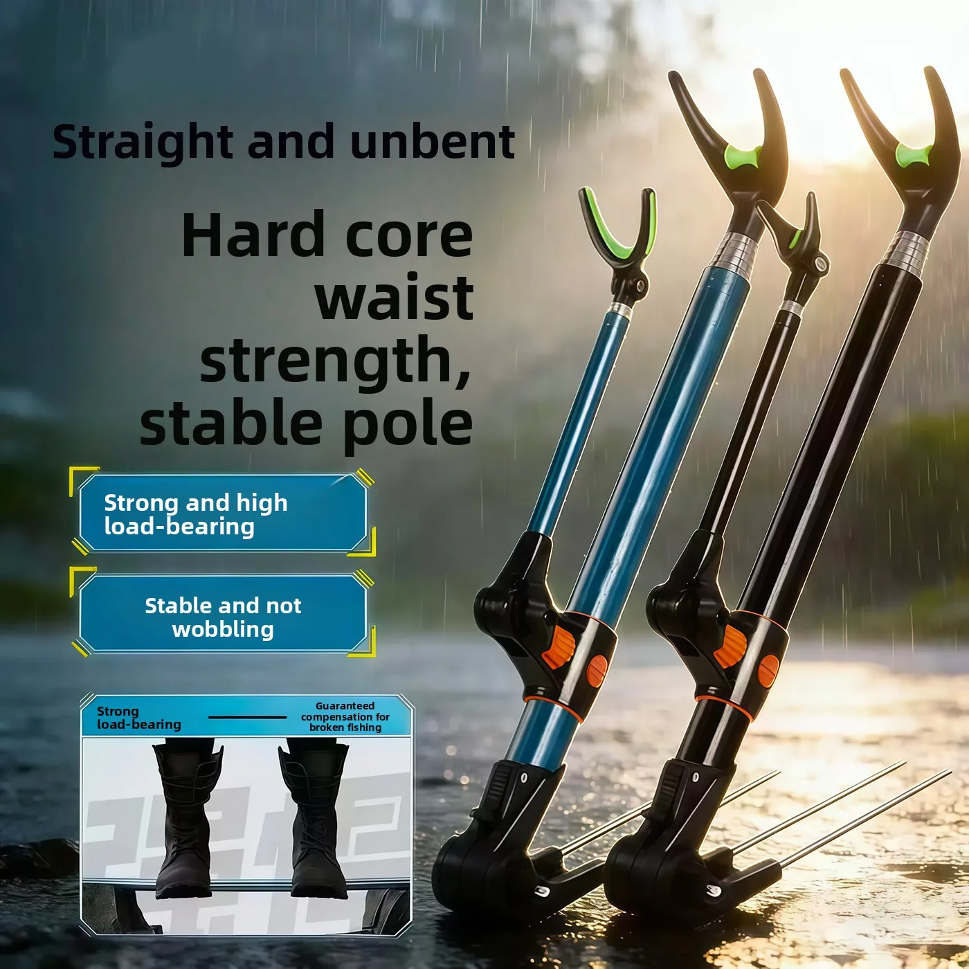 Stainless Steel Fishing Rod Holder, Multifunctional Ground Insert Pole Stand, Platform Rod Pod Support for Hand Pole
