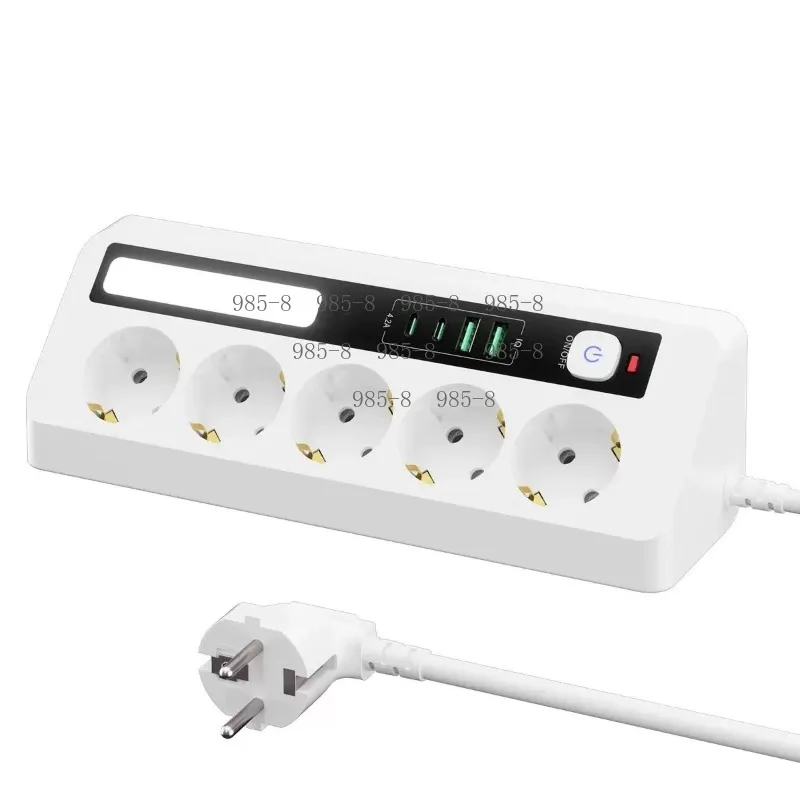 Touch Three Color Night Light Corner Socket, Triangular Desktop European Style Extension Cable Power Strip