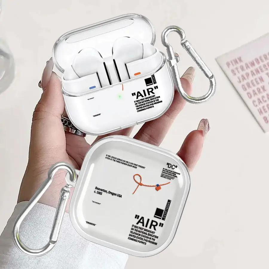Clear Earphone Cases Cover With Hook Case For Samsung Galaxy Buds 4 Pro Live 2Pro 3Pro 3 FE 4Pro 2 Creative Trademark Art