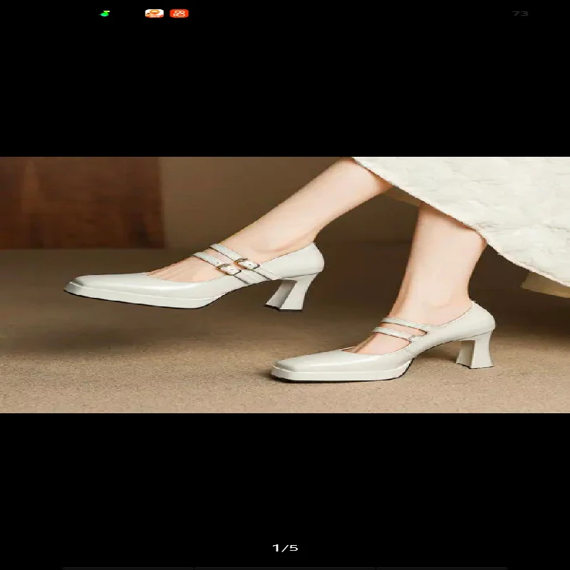 

Coarse Heel Square Head Buckle Waterproof Platform Fashionable Versatile Comfortable Anti-slip Breathable Women's Single Shoes