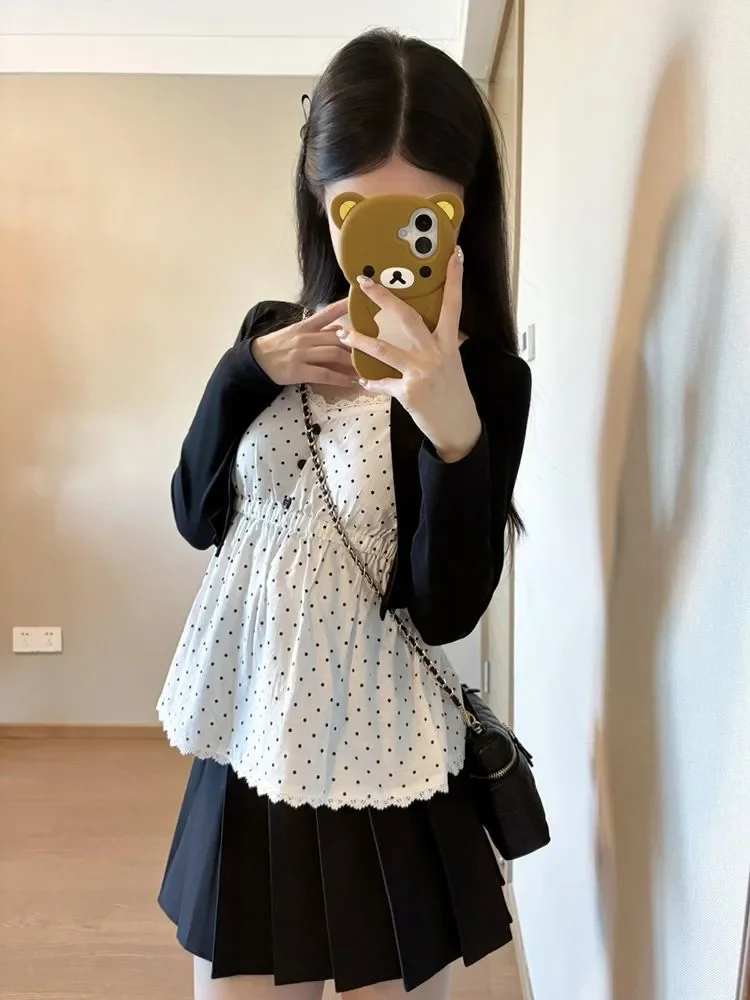 

Korean Fake Two-piece Long-sleeved Top for Women in Early Autumn 2025 New Retro Temperament Slim Shirt