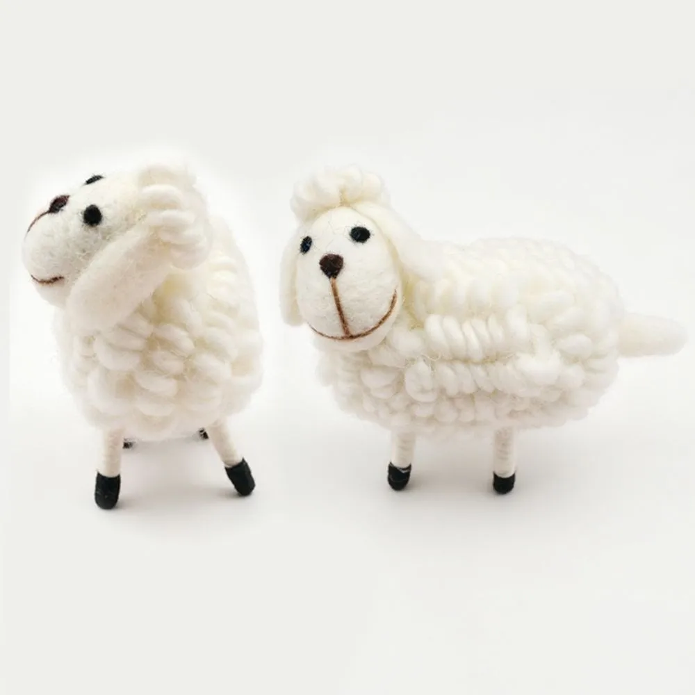 Creative Handmade Crochet Sheep Ornament Cute Curly Fur Little Lamb Hanging Pendant Scarf Hat Curly Wool Sheep Pendant