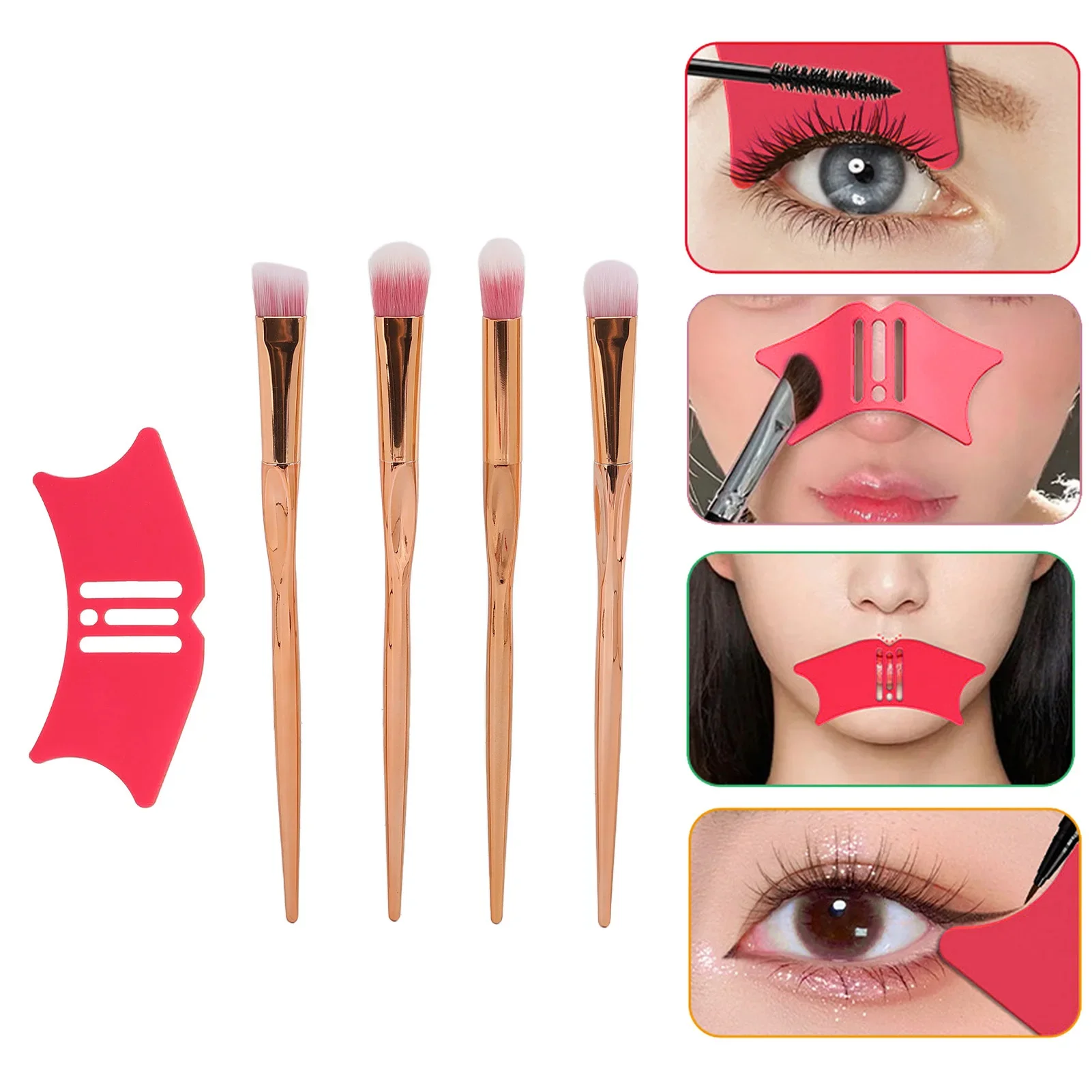 Pinceaux en silicone pour ombre antarctique, outil multifonctionnel, eyeliner, modèle, galets de contour antarctique, guide de maquillage pour le visage avec brosse