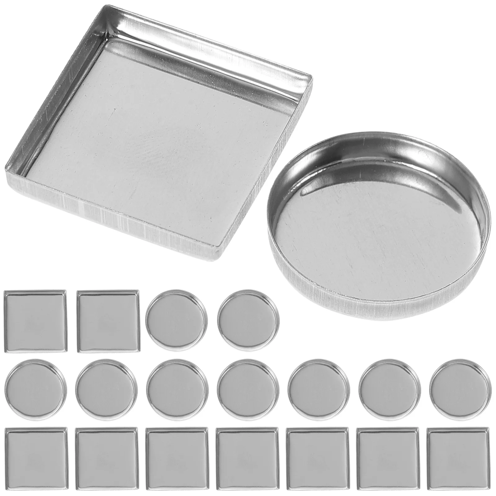 30 Pcs Aluminum Plate Round Empty Metal Pan Square Pans Eyeshadow Palette Dispenser Small for Makeup Accessory Travel