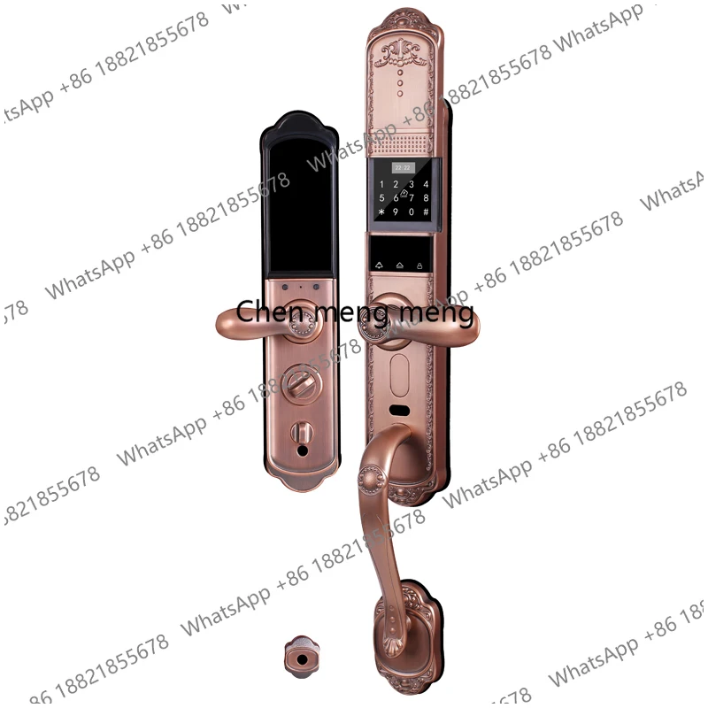 Factory Price Luxury European Style Tuya Wifi Fingerprint Smart Door Lock Zinc Alloy Steel Brass Wood for Villas Memory Card