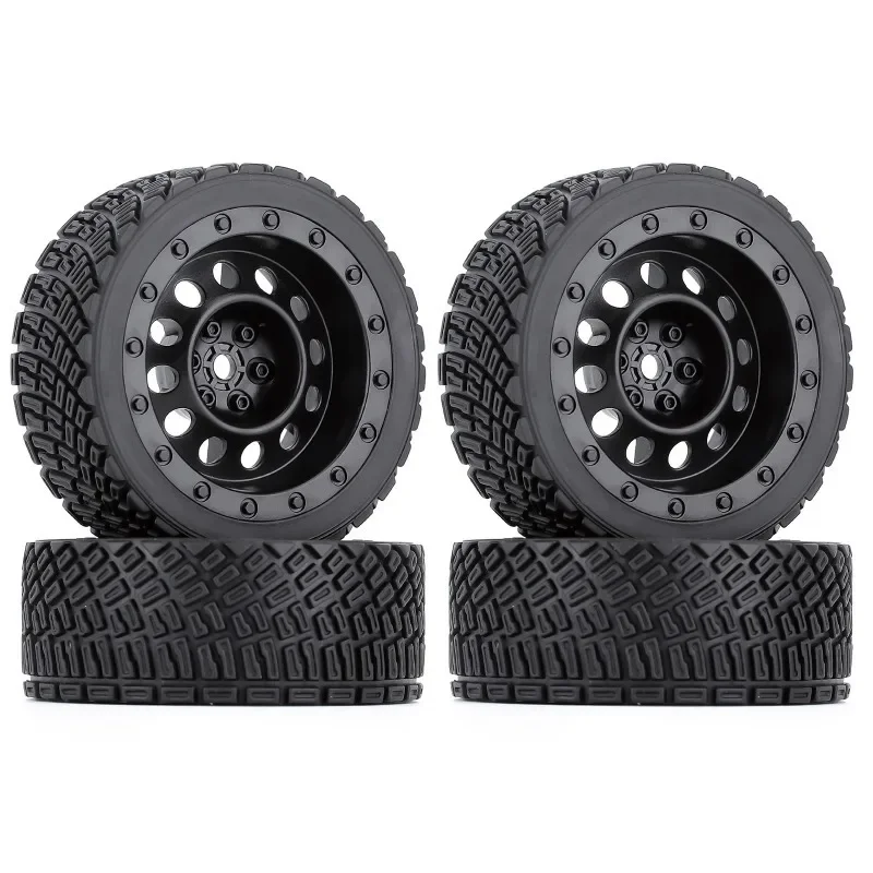 

4PCS 12mm Hex 66mm RC Car Rubber Tires Wheel Rim for 1/10 HPI WR8 HSP 94177 WLtoys 1/14 144001 RC Car
