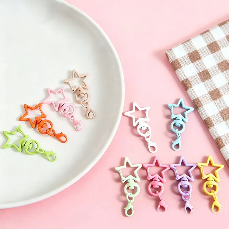 

Star Keyring Kit with Lobster Clasp: 10pcs Metal Colorful Five-pointed for Jewelry and Craft Making