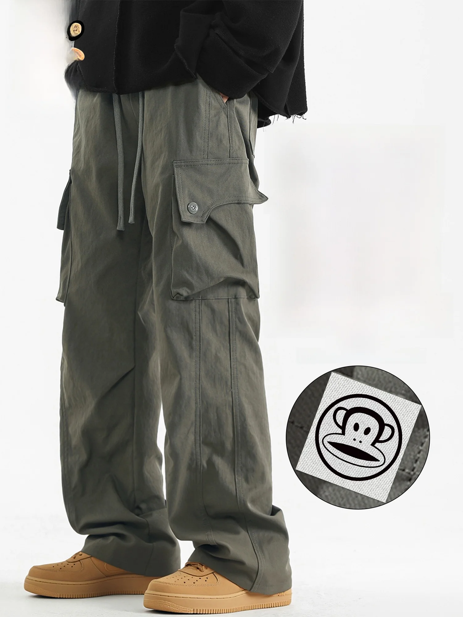 

PaulFrank American Military een Workwear Pants Men's Spring Trendy Outdoor Functional Casual Trousers Loose Fit Casual Pants