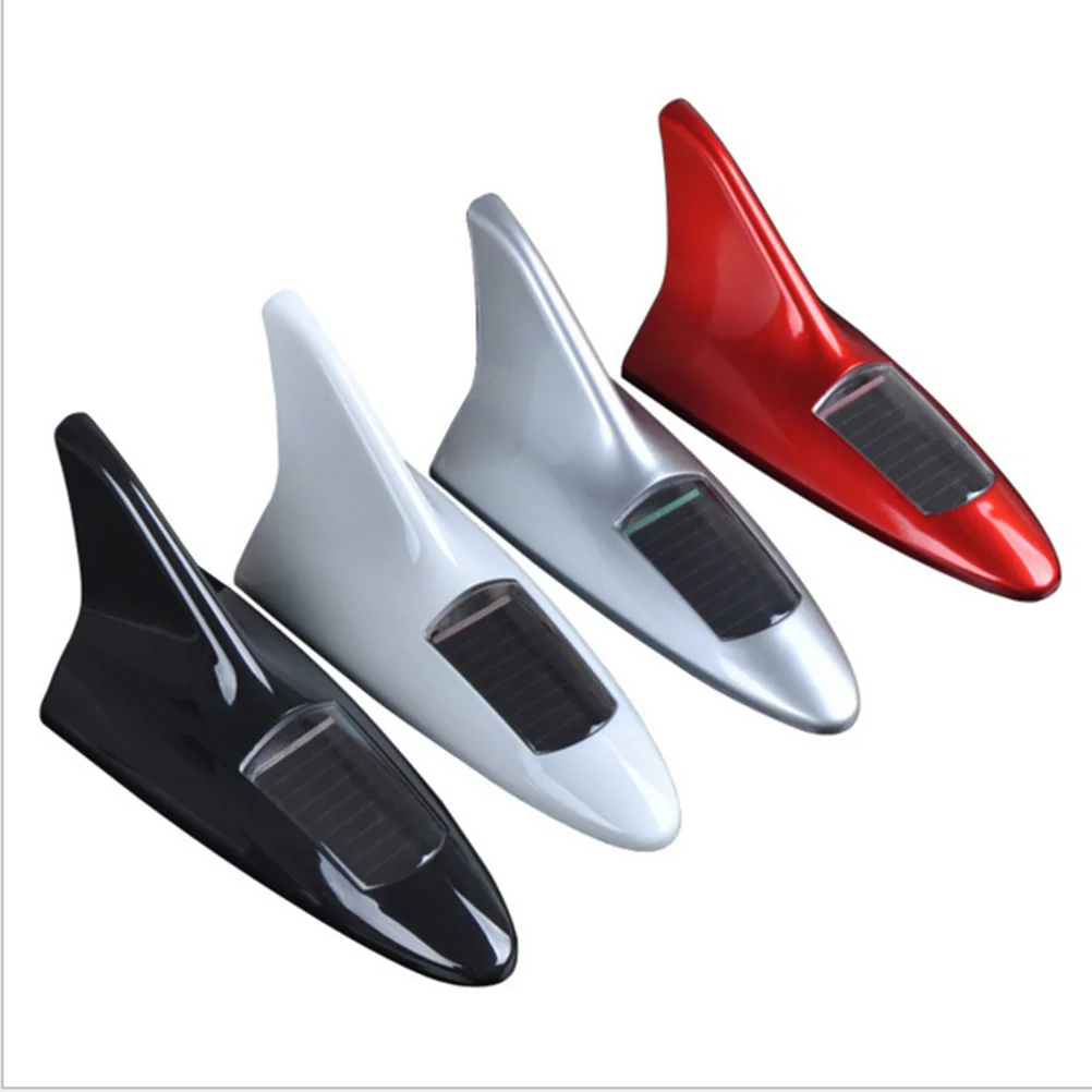 

8 LED Shark Fin Antenna White Solar Power Anti- Strobe Light Large Capacity Waterproof Automotive Use