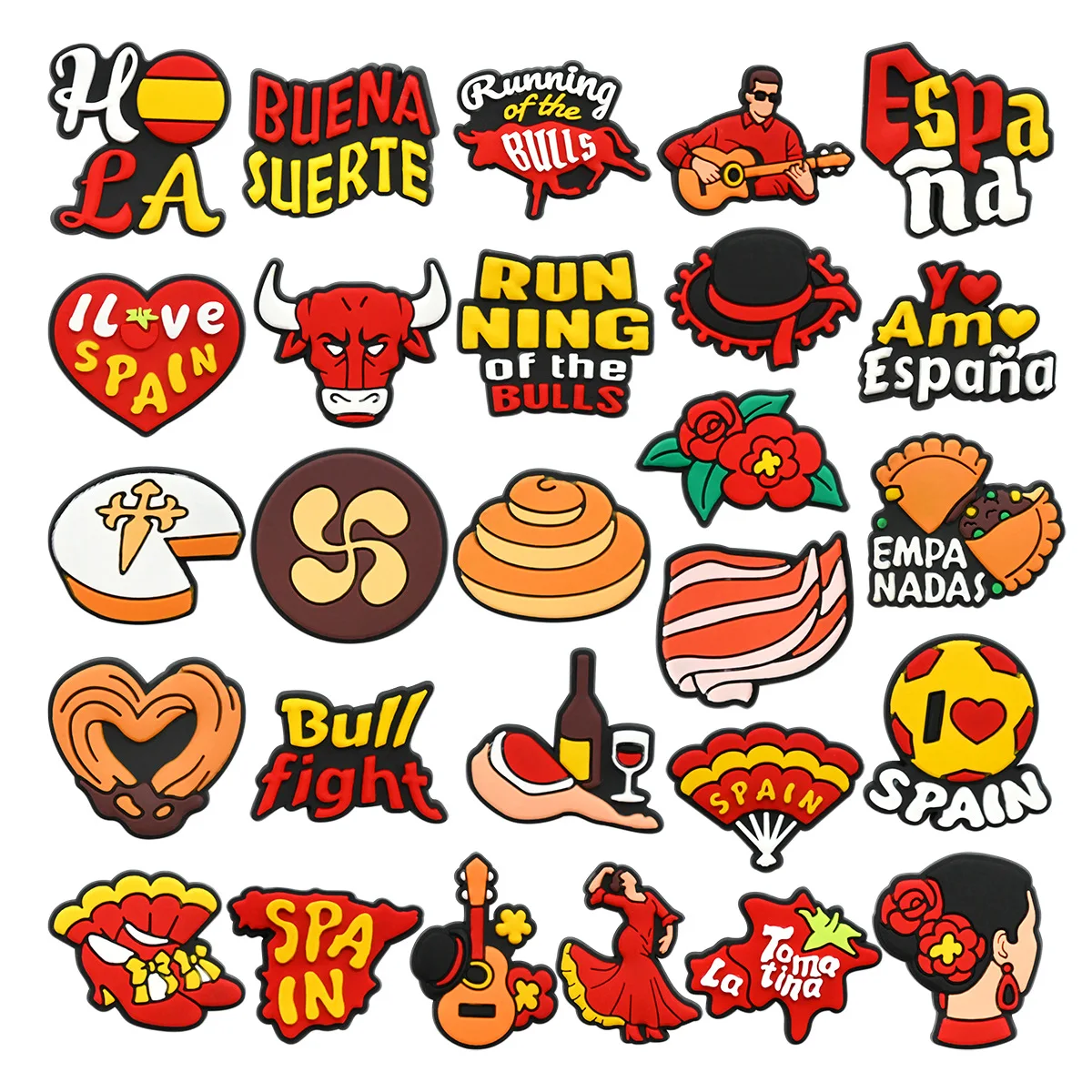 2pcs country Spain charactors series shoe charms buckles accessories decorations for clog pencil box bag sneakers kids boys