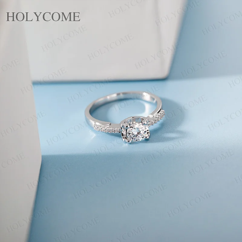 925 Sterling Silber Moissanit Verlobungsring D-Farbe 0,5ct Runder Brillantschliff Solitär Ehering Versprechensring für Damen – Detail 33