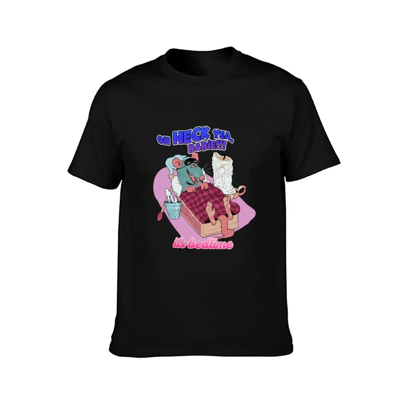 BEDTIME RAT T-Shirt, Summer Casual Cotton Tee, Oversized Streetwear Tops, Vintage Graphic Print, Loose Fit Short Sleeve