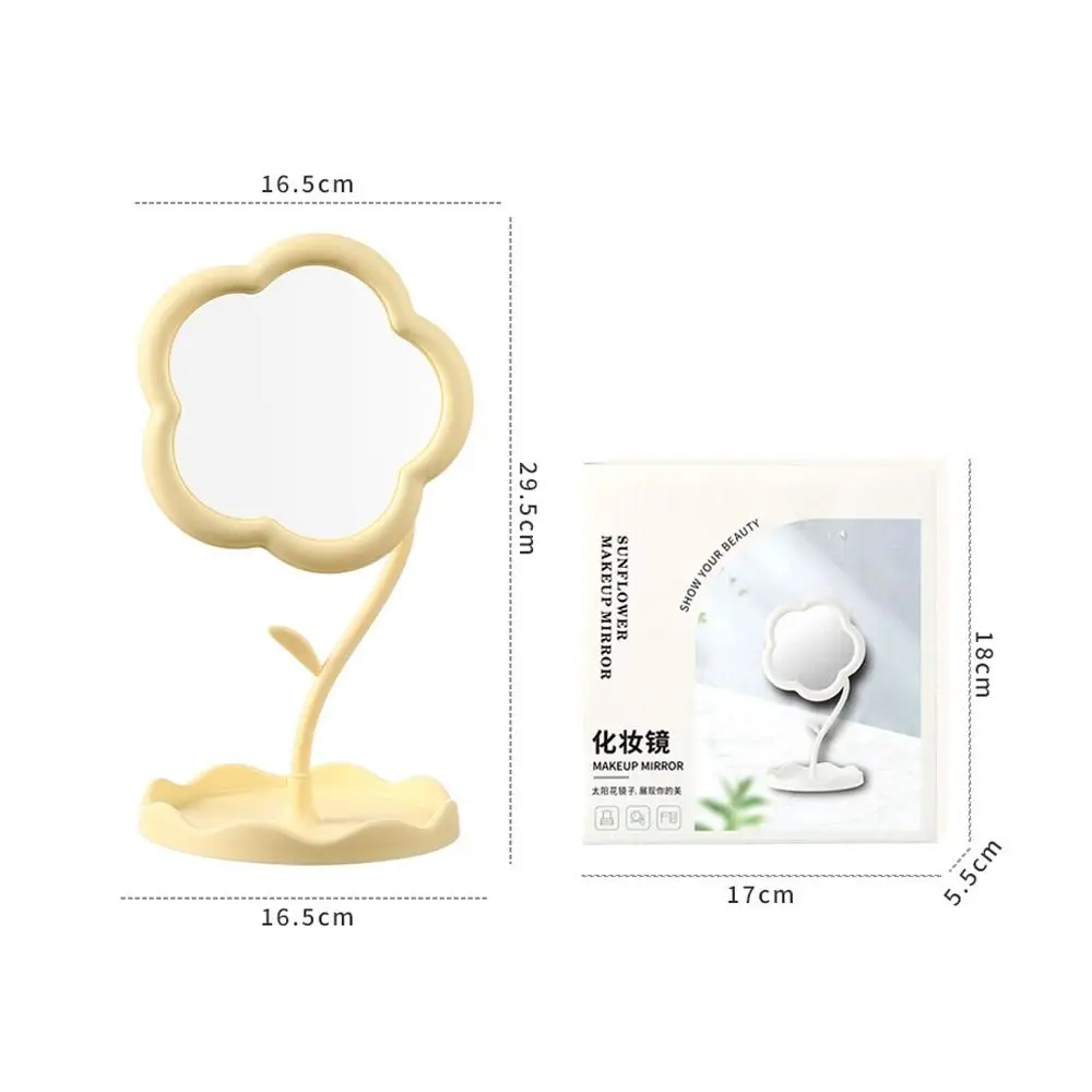 Portable High Definition Desktop Makeup Mirrors Flower Shaped INS Style Dressing Mirror 360° Rotate Beauty Mirror