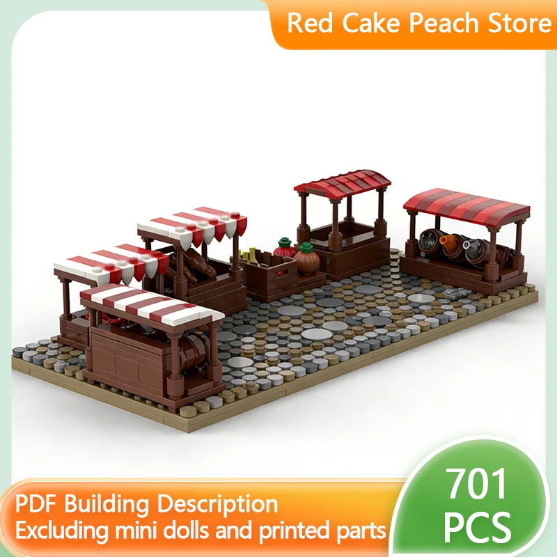 中世の城モデル MOC 組み立てブロック 村の市場通りのフェア モジュール式テクノロジー 子供向けホリデーギフト 組み立ておもちゃセット