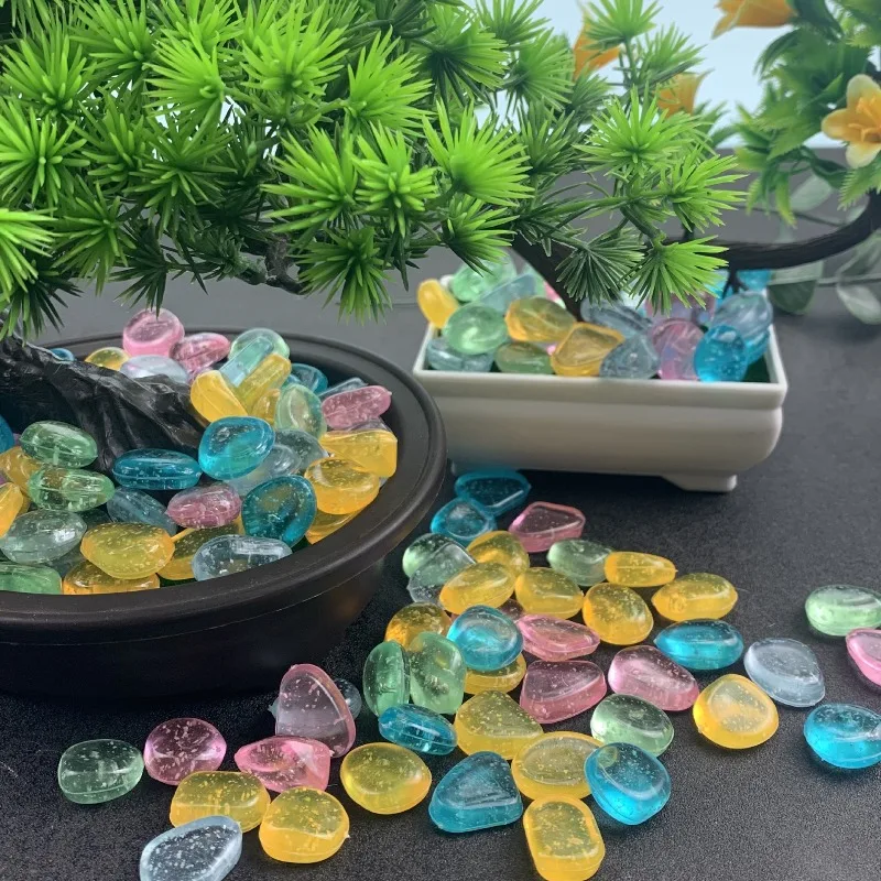Luminous Glow in The Dark Pebbles Colorful Glowing Stones Fish Tank Aquarium Decor Garden Yard Lawn Pot Landscaping Decoration