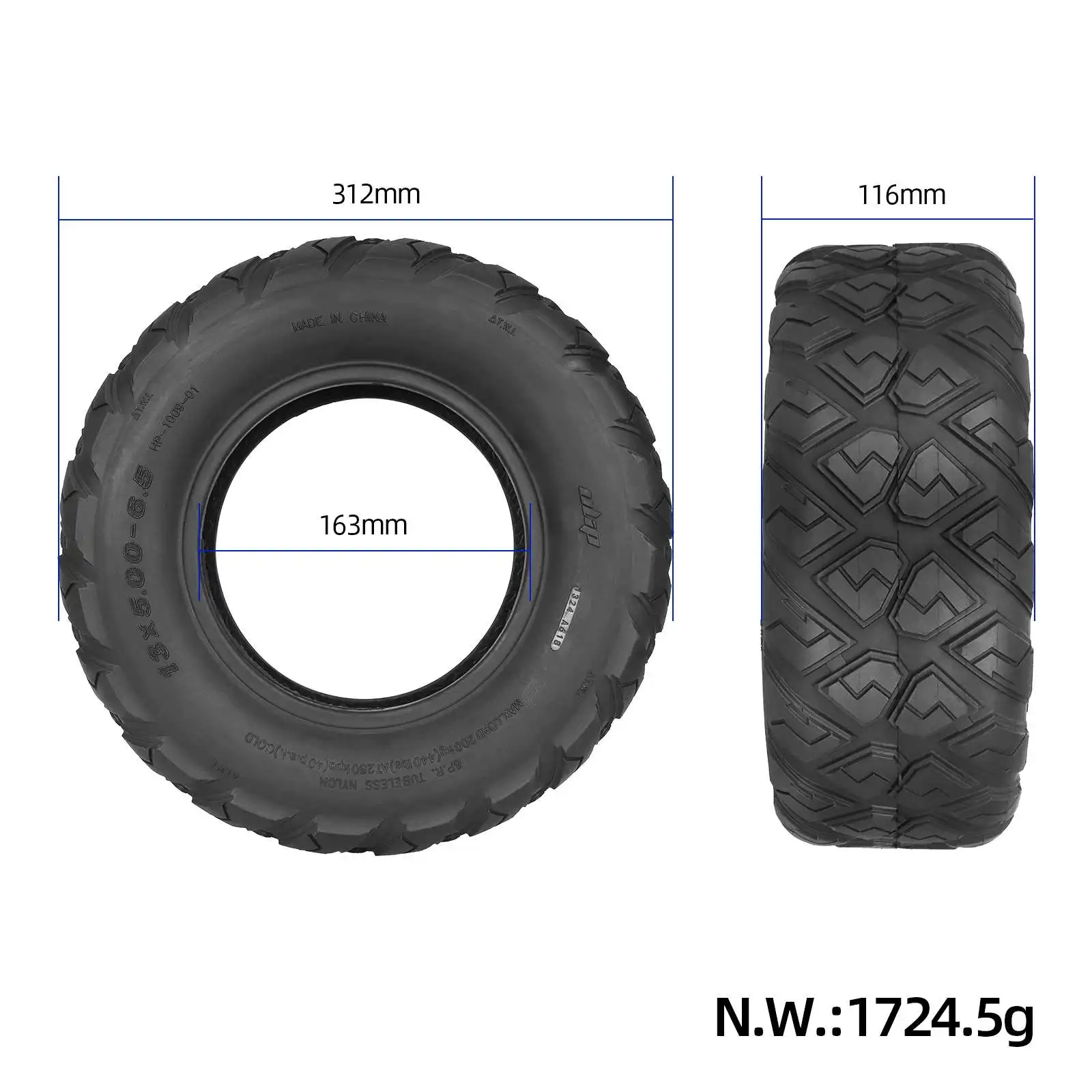 Ulip 13x5.00-6.5 Off-road Tubeless Tire 13 Inch Thicker More Durable And Non-slip Tyre For Electric Scooters Upgraded Accessorie