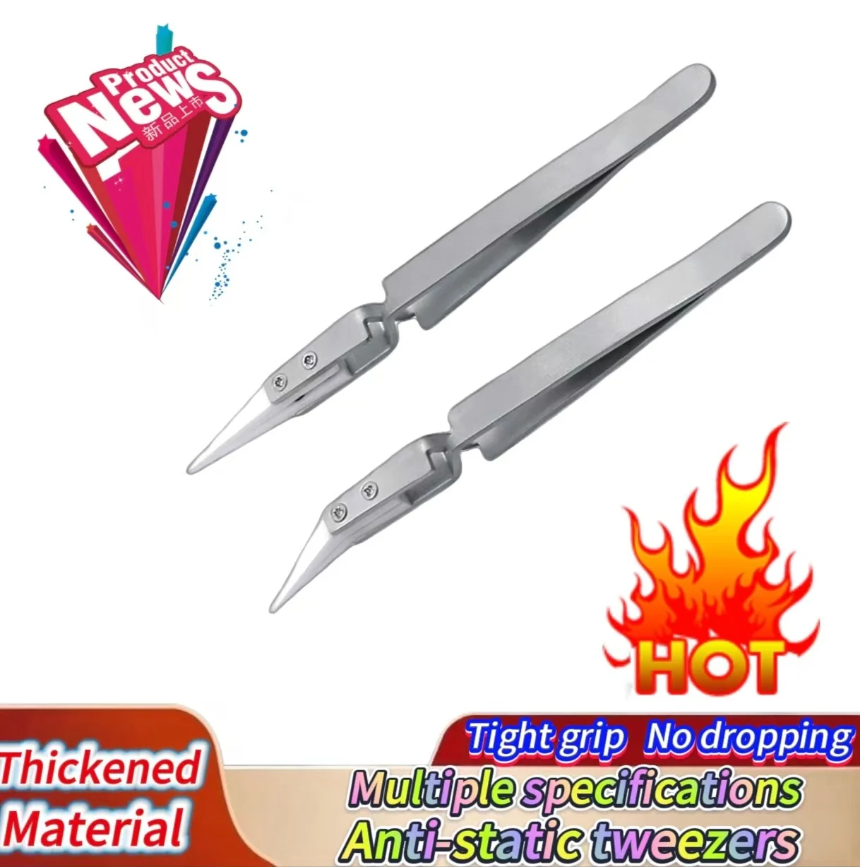 Stainless Steel Ceramic Tip Tweezers; High Temperature Resistant Tweezers; Reverse Tweezers; Anti-Magnetic and Anti-Acid Tweezer