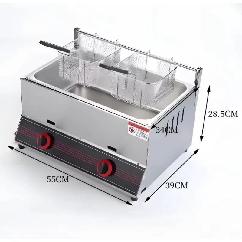 12L double Gas Deep Fryers Stainless Steel Frying Pot for Frying French Fries and Chicken Gas Frying Equipment