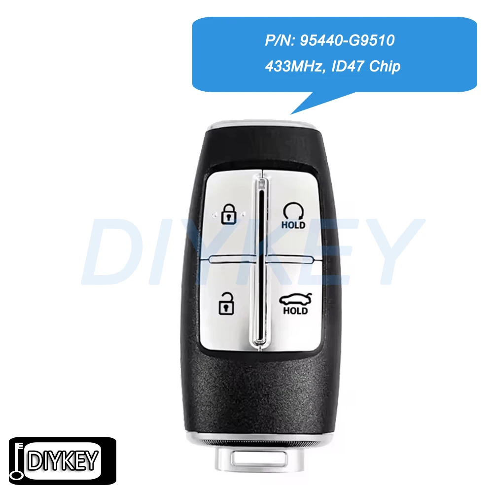 

4 кнопки умный дистанционный автомобильный брелок 433 МГц ID47 замена чипа для GENESIS G70 2021 2022 2023 2024 Артикул: 95440-G9510